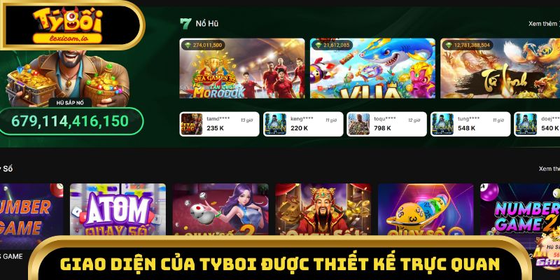 Giao diện của Tyboi được thiết kế hiện đại, trực quan